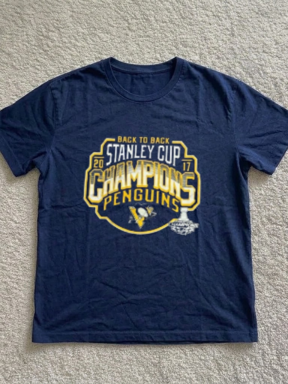 Gildan Navy Penguins 'Stanley Cup Champions' Graphic Tee